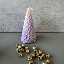 Load image into Gallery viewer, Frosty Retro Style Holiday Tree Candle - Pale Purple
