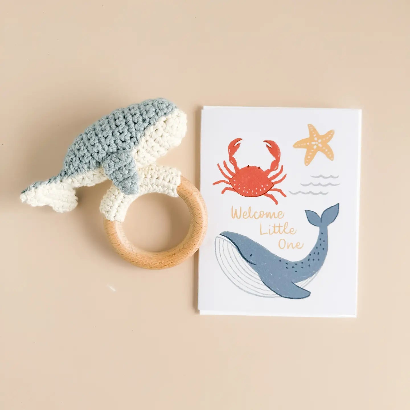 Teether Whale Cotton Crochet Rattle