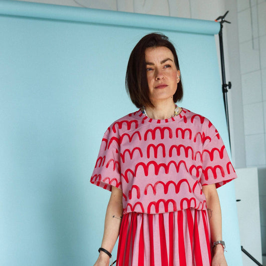 Red Waves Boxy Tee