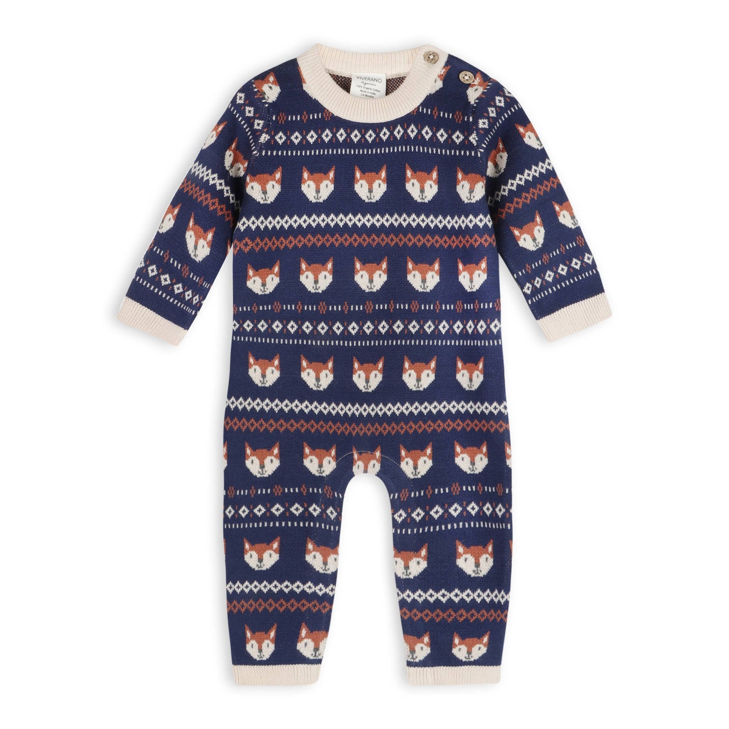 Fox Baby Knit Jumpsuit (Organic Cotton)