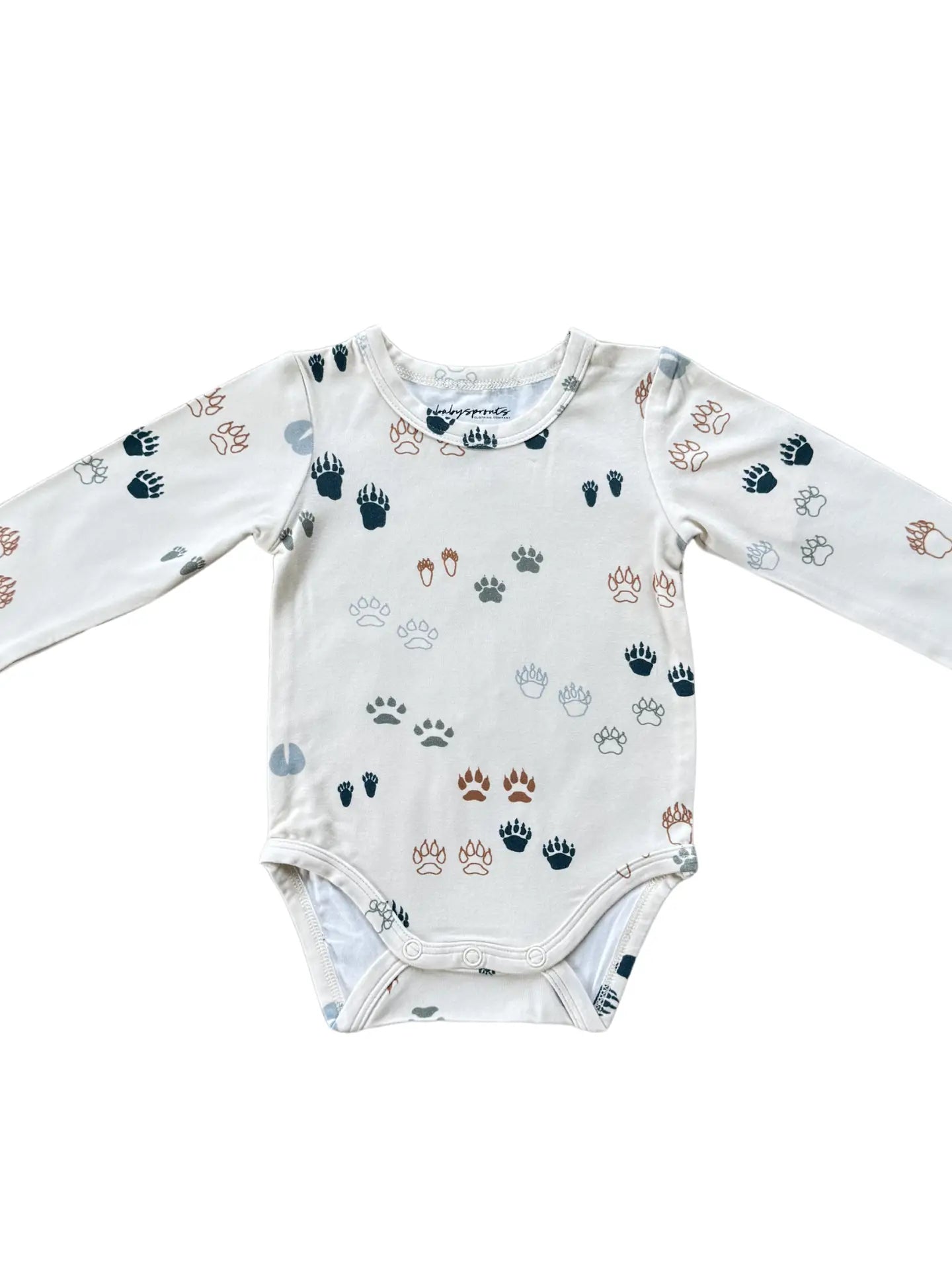 Baby Long Sleeve Bamboo Bodysuit - Footprints