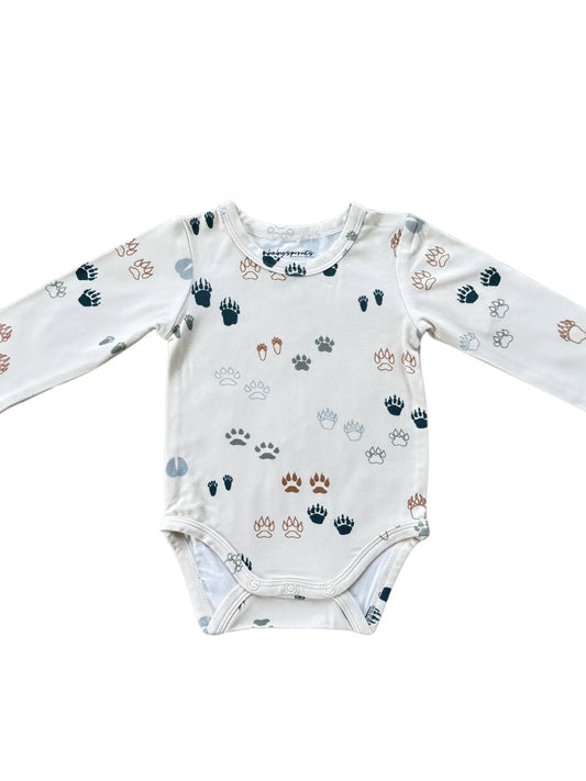 Baby Long Sleeve Bamboo Bodysuit - Footprints