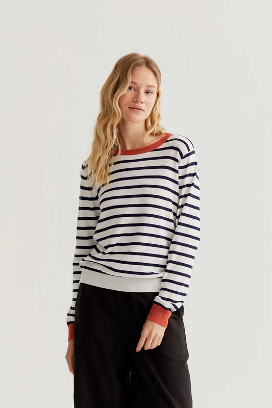 Striped Sweater - Navy/White