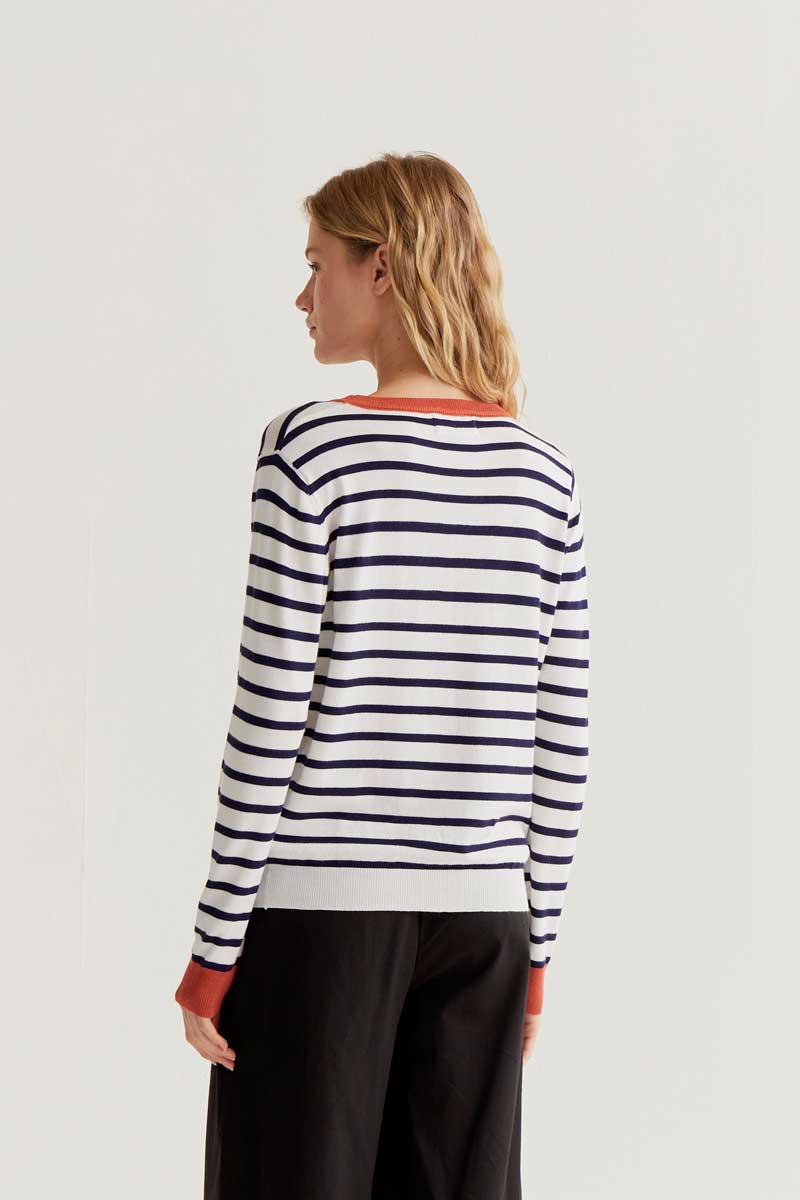Striped Sweater - Navy/White