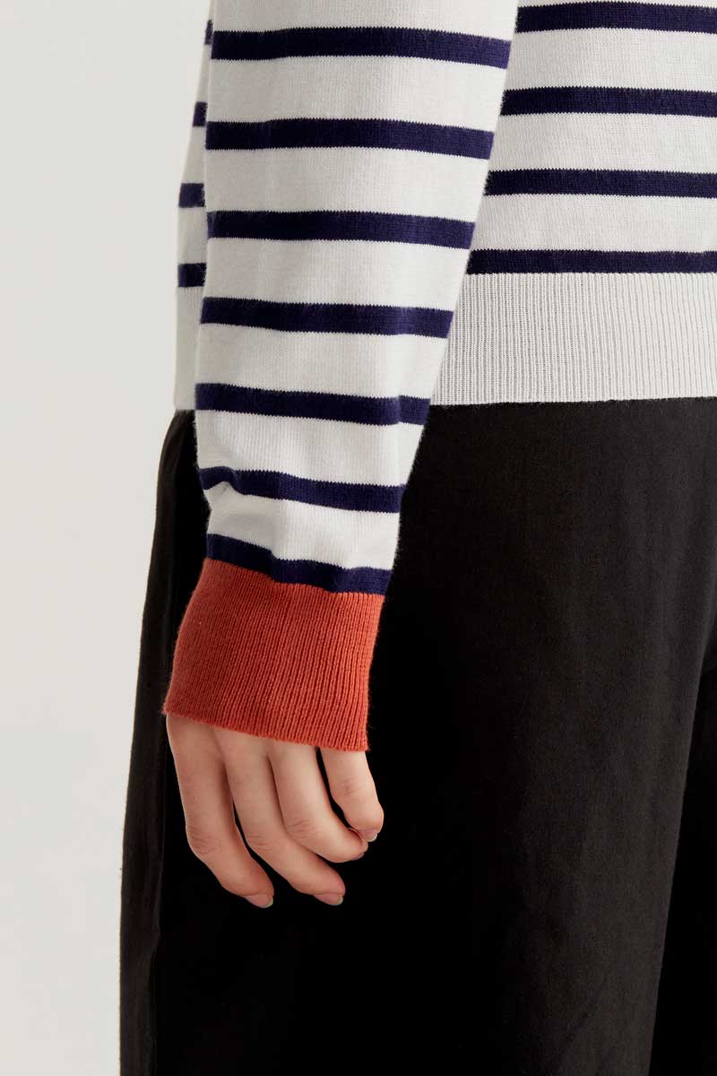 Striped Sweater - Navy/White