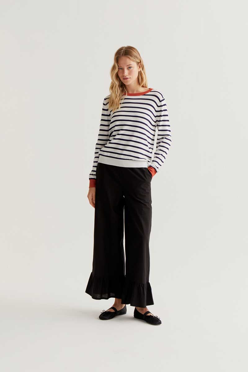 Striped Sweater - Navy/White