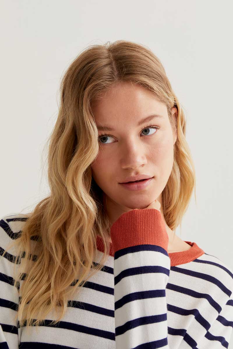 Striped Sweater - Navy/White
