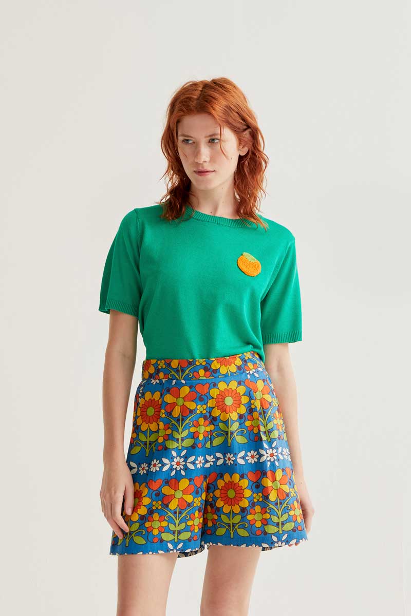 S/S Mandarin Sweater - Green