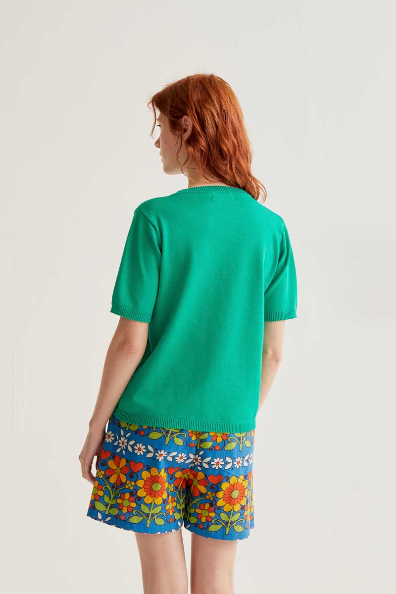 S/S Mandarin Sweater - Green