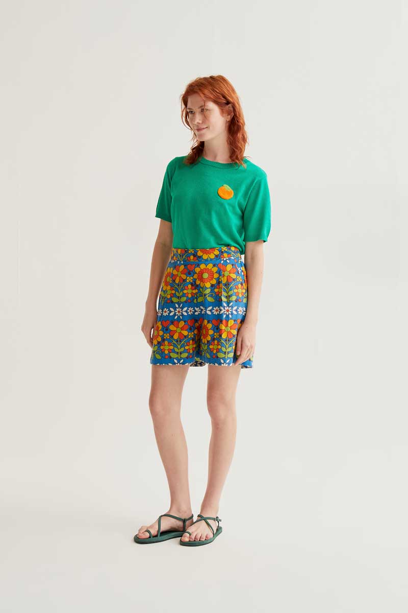 S/S Mandarin Sweater - Green