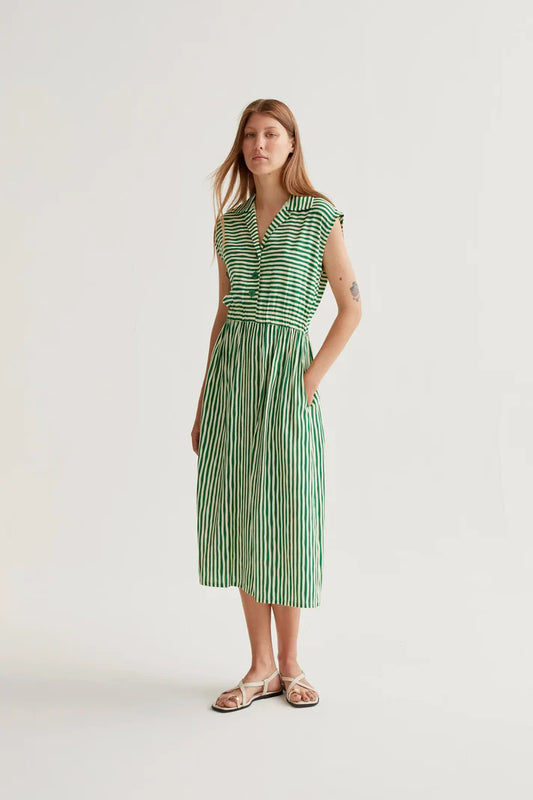 Lavagna Green Stripe Midi Dress