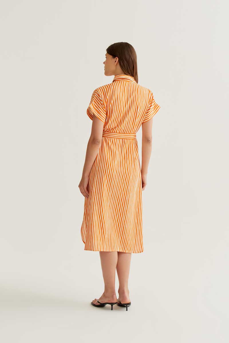 Lavagna Orange Stripe Midi Dress