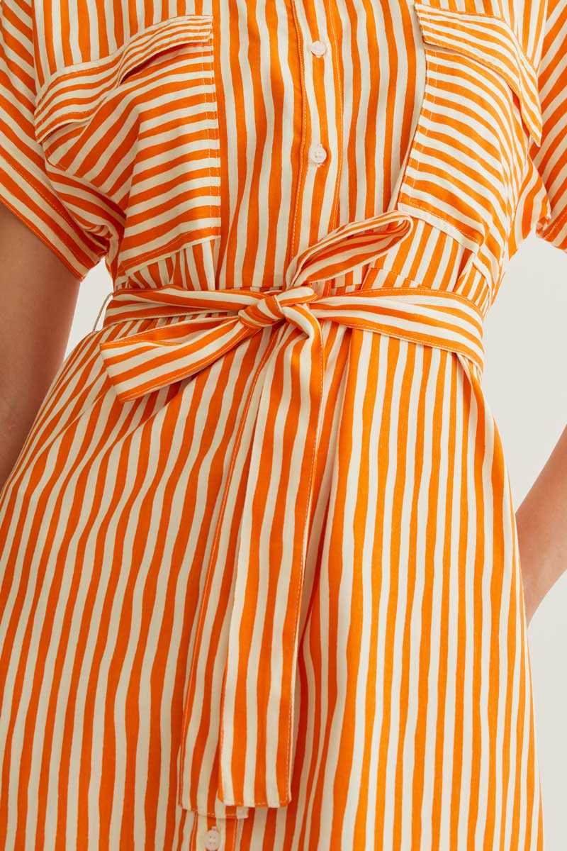 Lavagna Orange Stripe Midi Dress