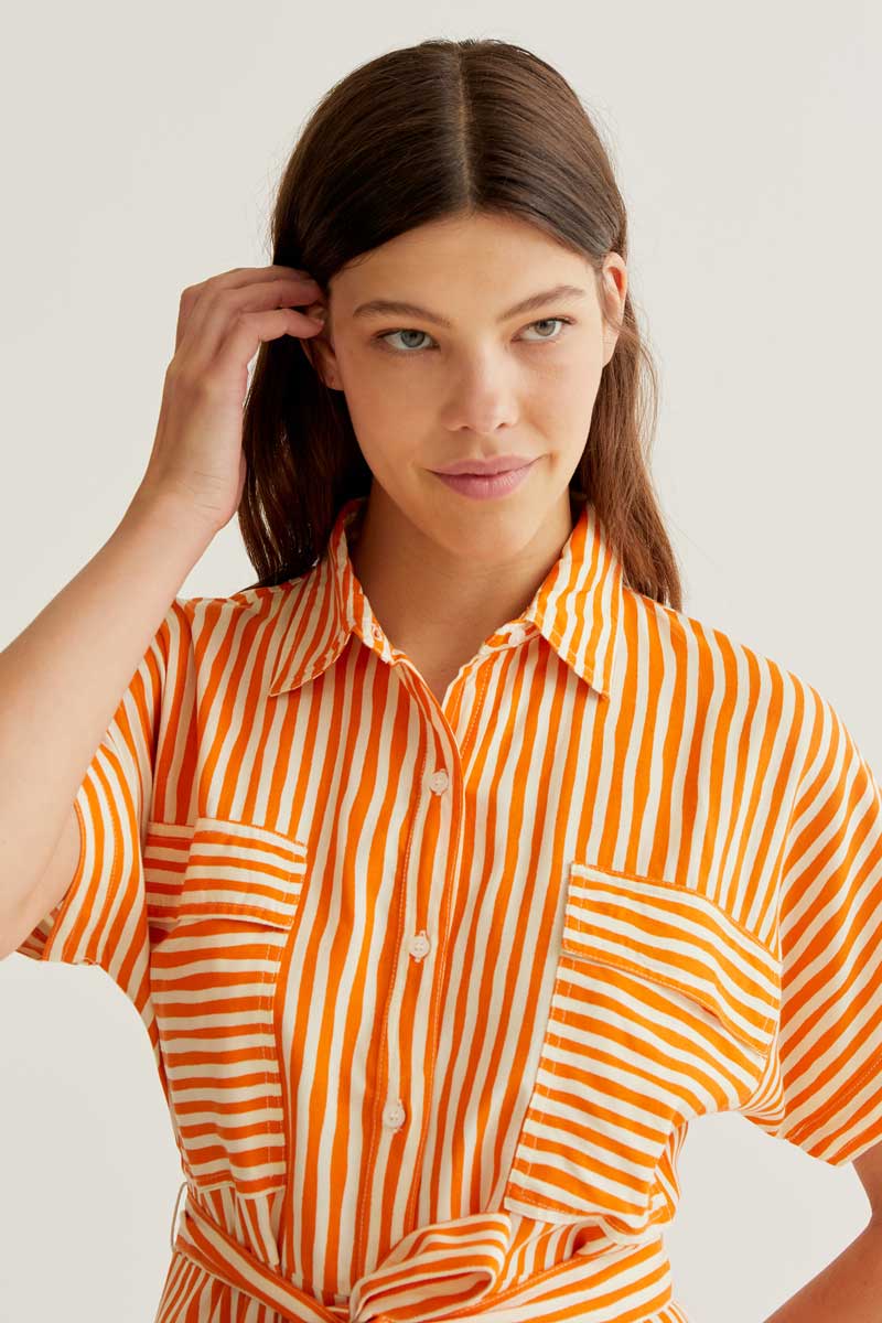 Lavagna Orange Stripe Midi Dress