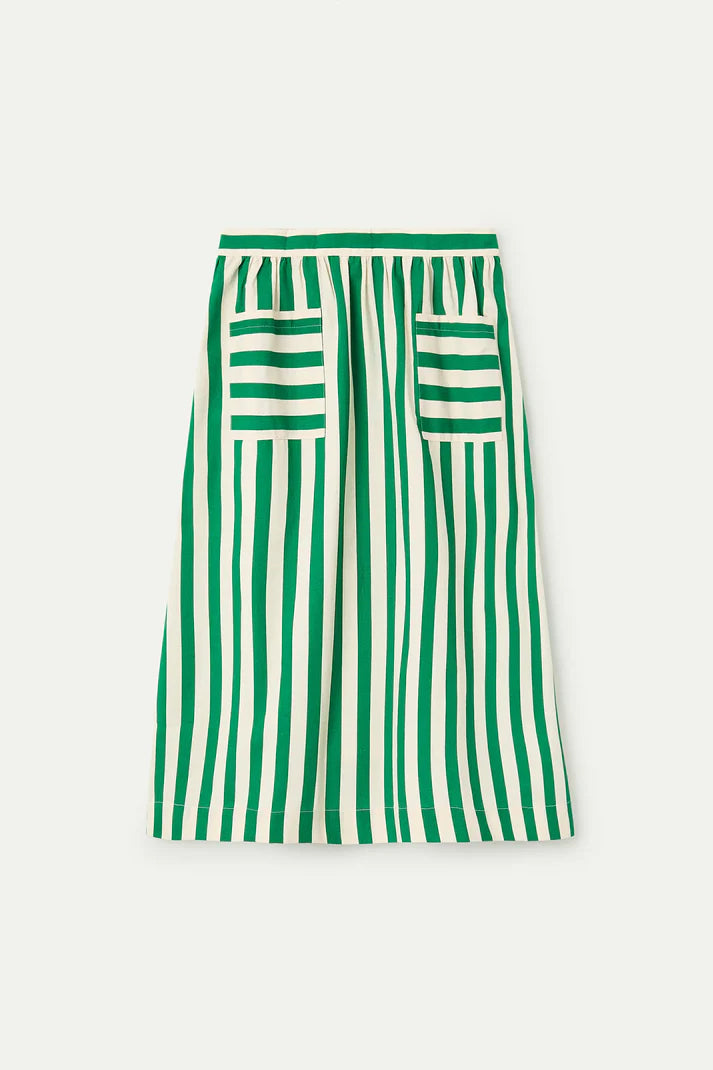Bamboo Green Stripe Midi Skirt