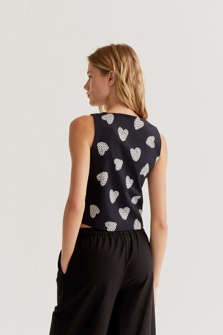 Harmony Black Heart Print Vest