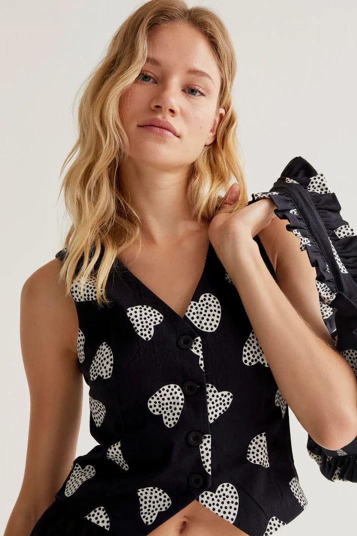 Harmony Black Heart Print Vest