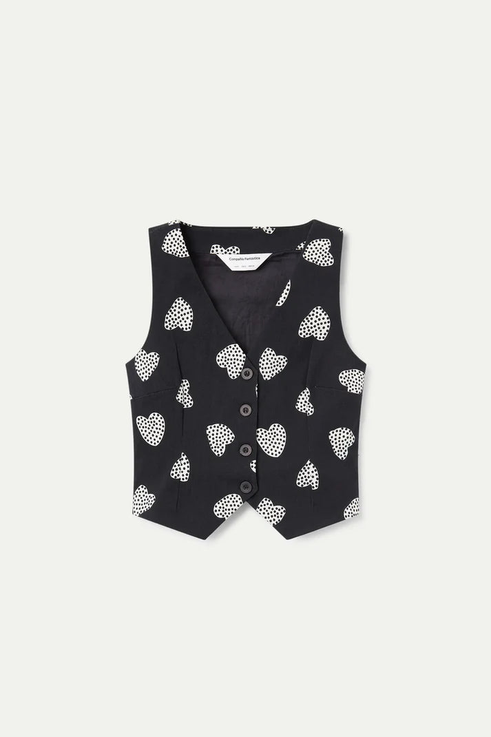 Harmony Black Heart Print Vest