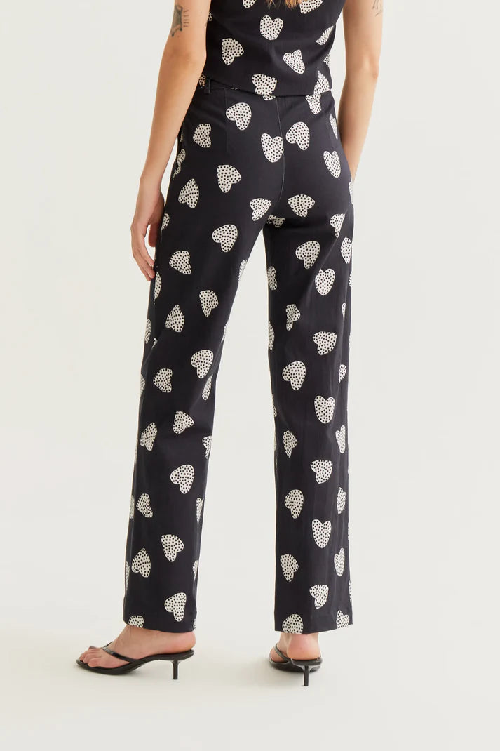 Harmony Black Heart Print Trousers
