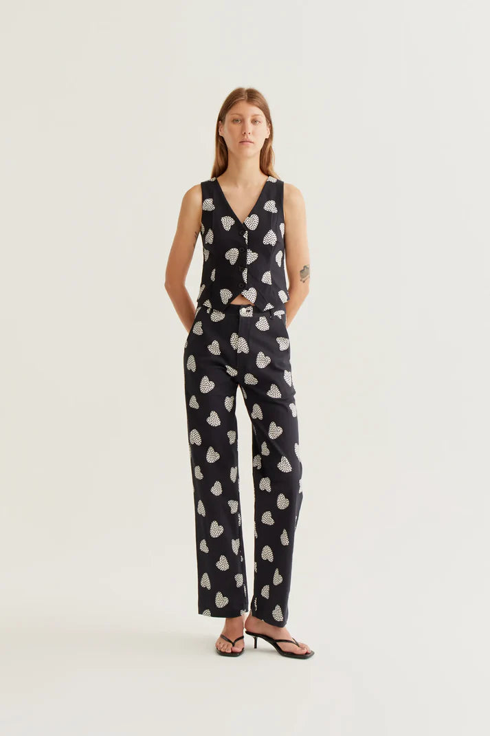 Harmony Black Heart Print Trousers