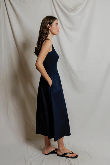 Fabiola Poplin Tank Dress Navy