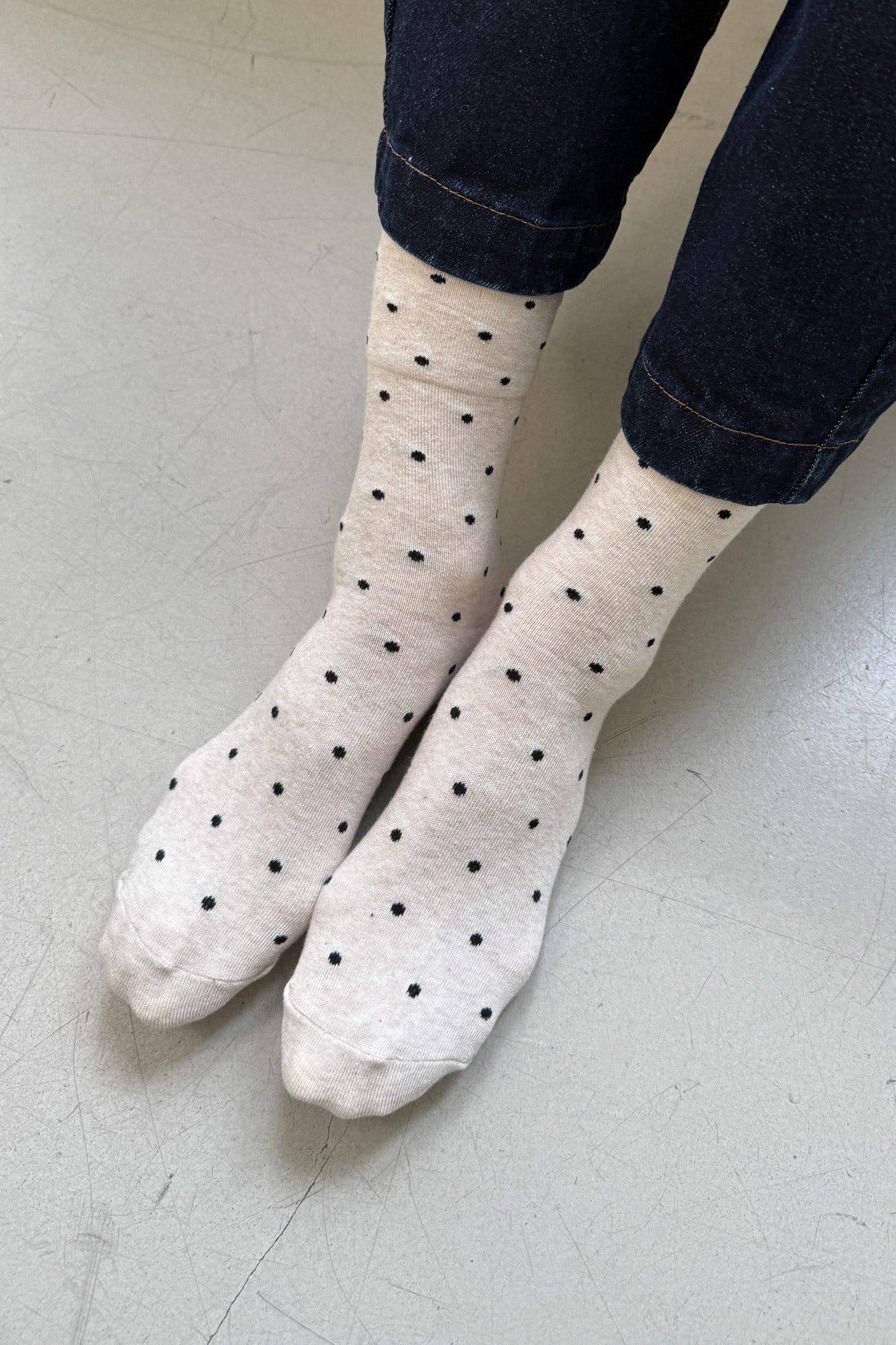 Polka Dot Sneaker Socks OATMEAL/BLACK