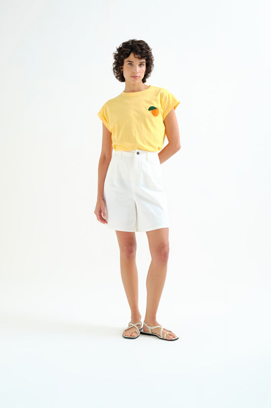 Long White Denim Shorts
