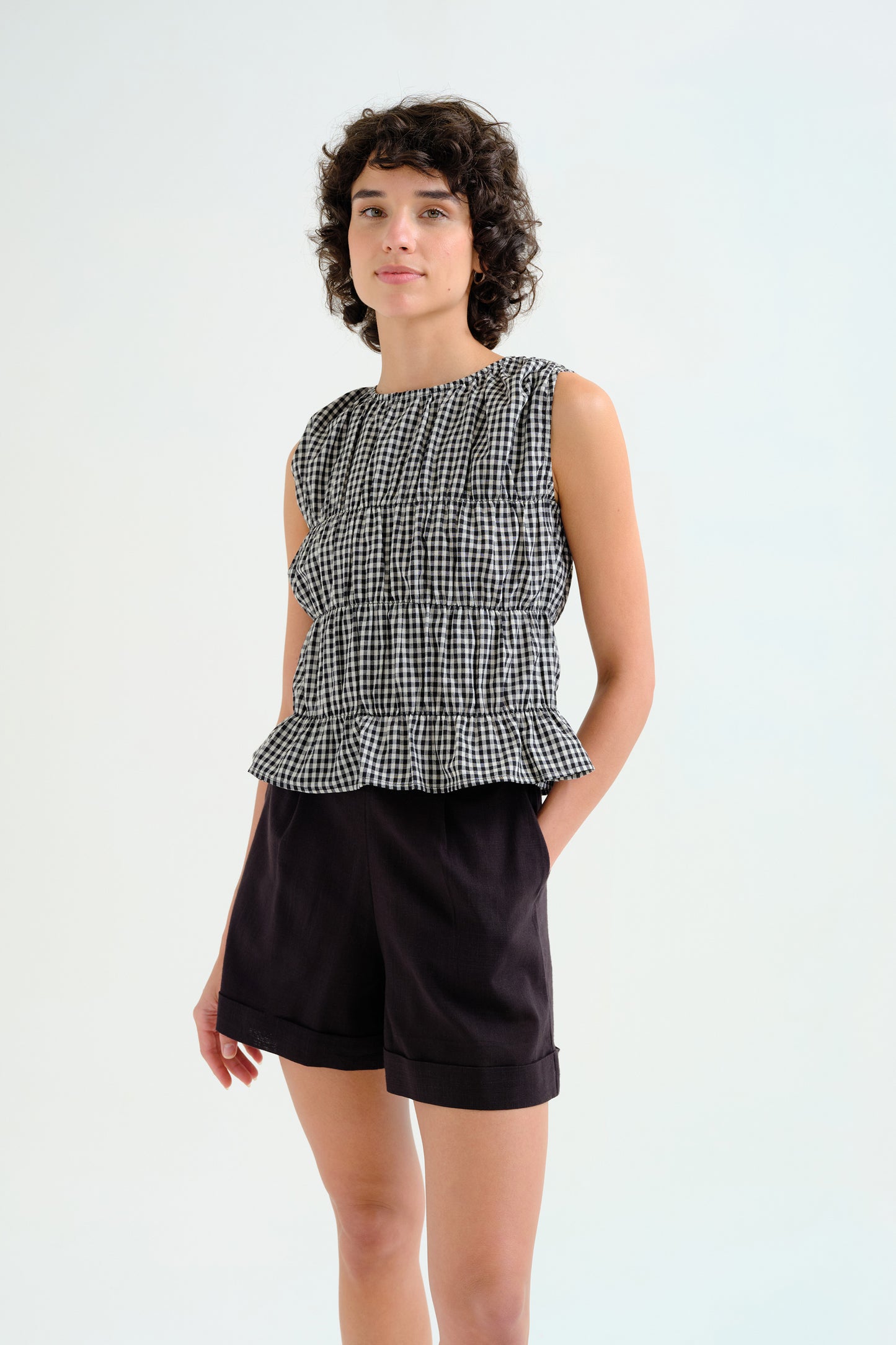 Sleeveless Gigham Top