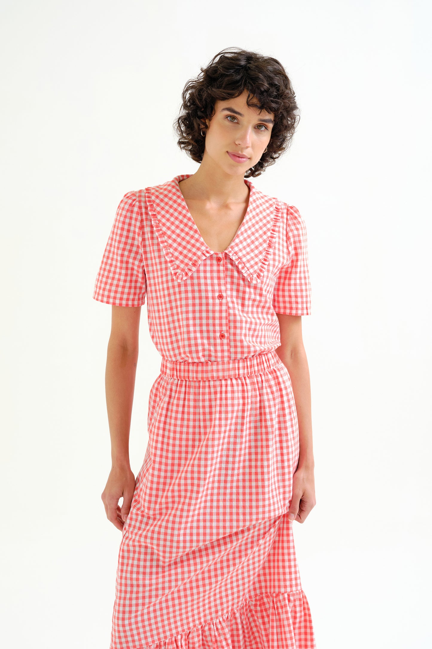 Gingham Button-Front Shirt
