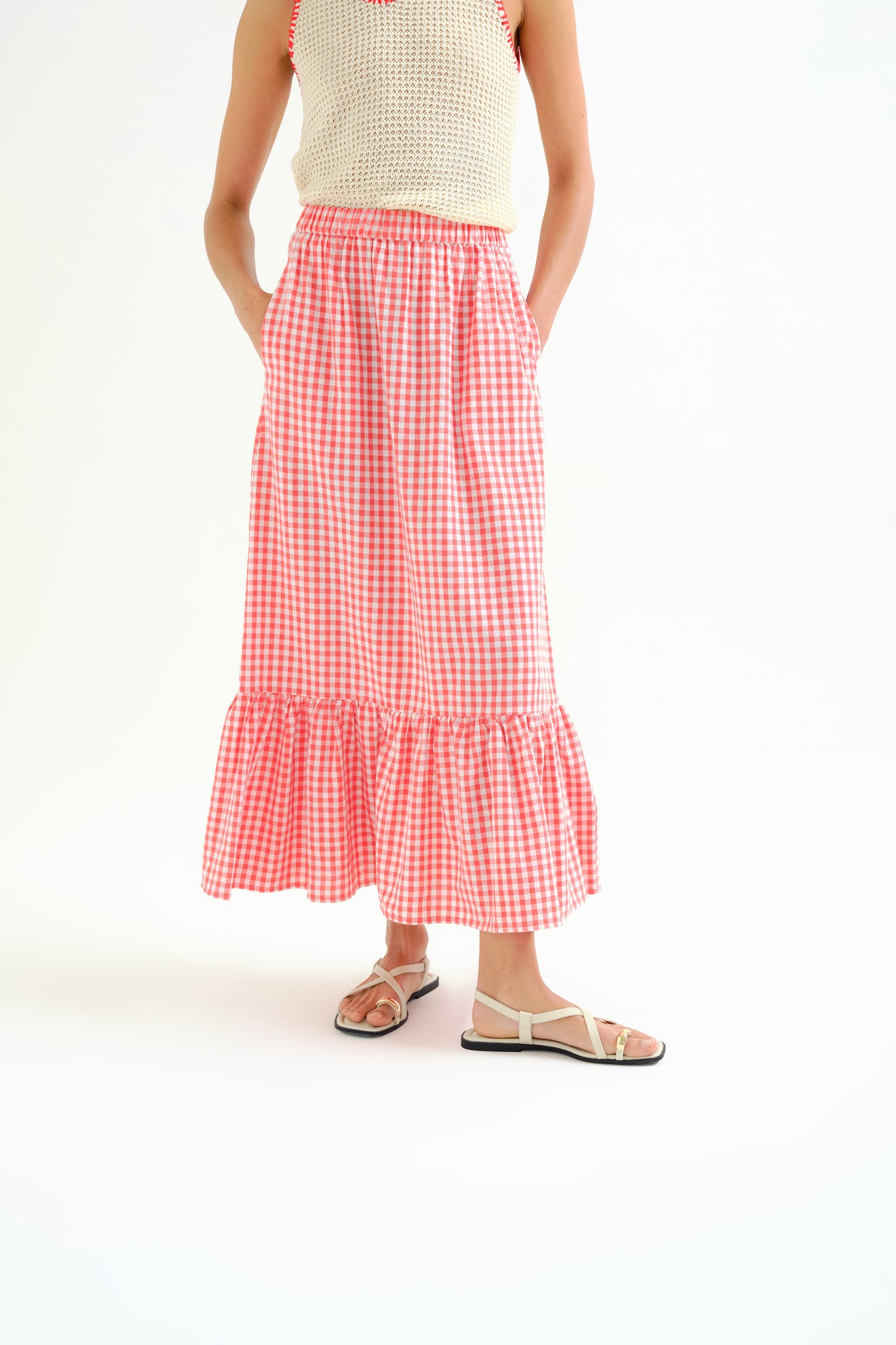 Long Gingham Skirt