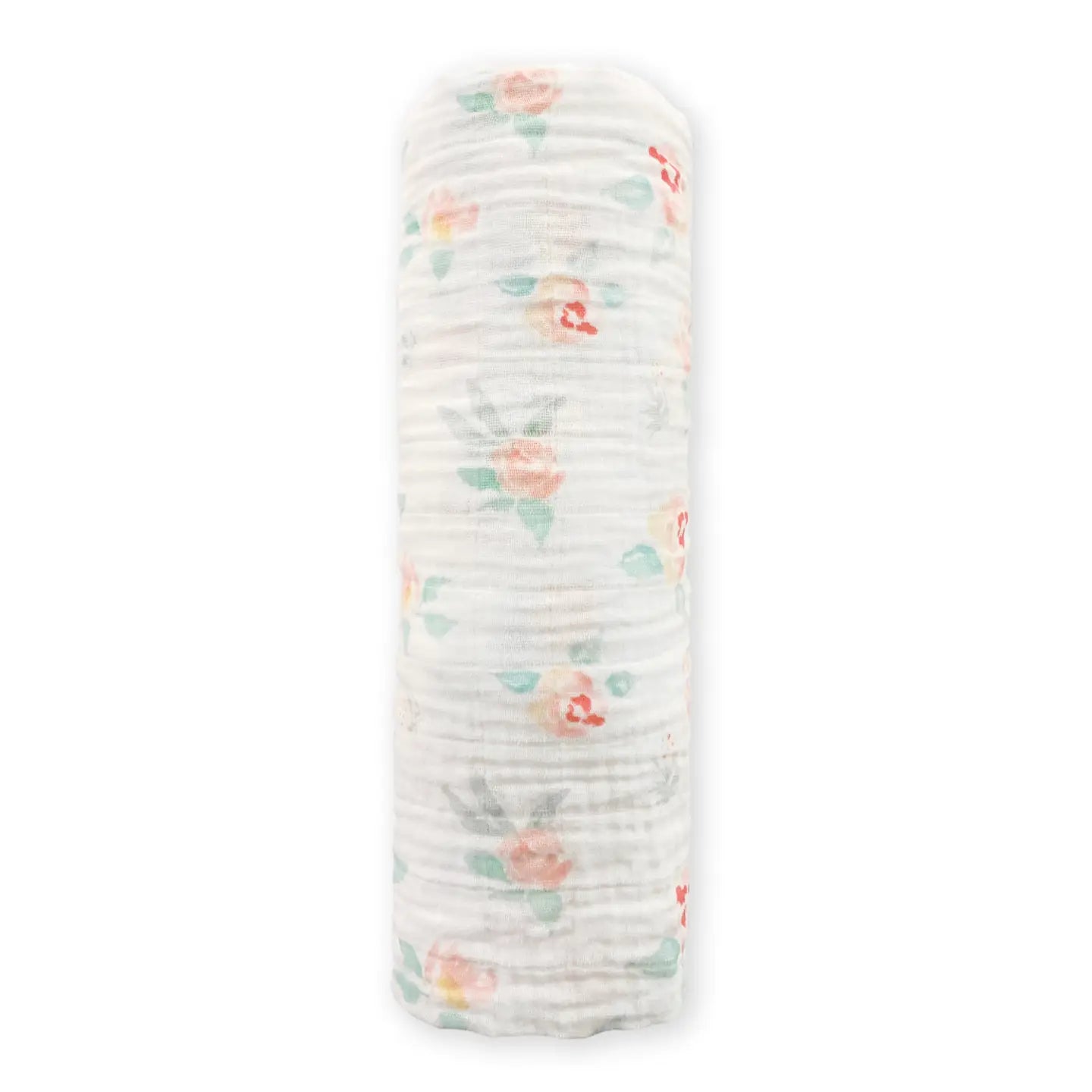 Watercolor Peachy Pink Floral Muslin Swaddle Blanket