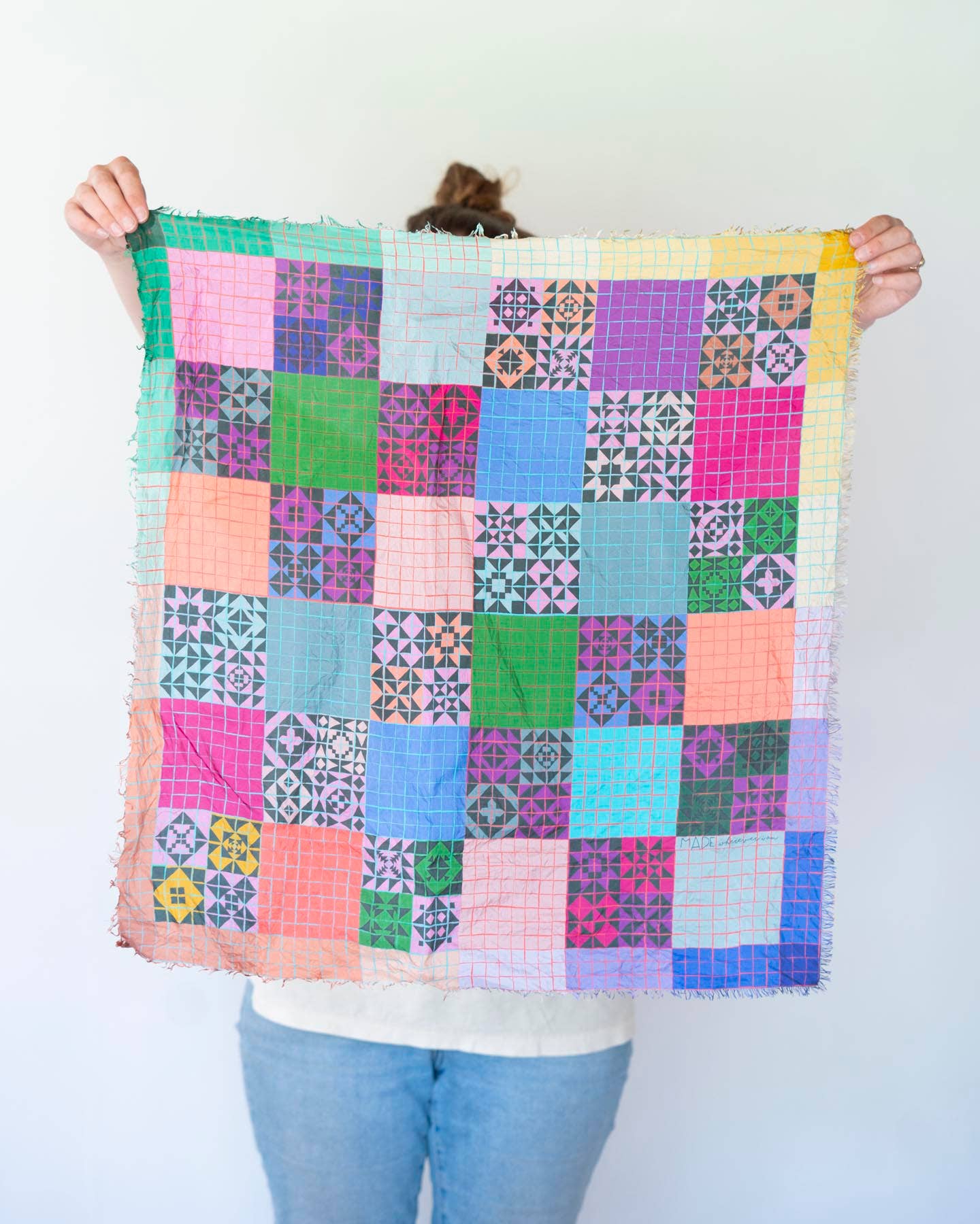Summer in the Desert Patchwork - Pure Silk Bandana Scarf