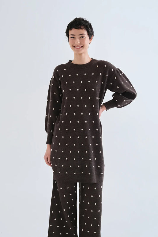Polka Dot Sweater Dress - Green