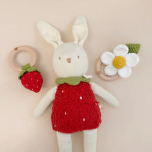 Load image into Gallery viewer, Teether Strawberry Red Cotton Crochet Rattle
