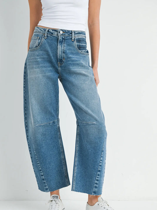 The Utility Seamed Barrel Jean - Medium Wash