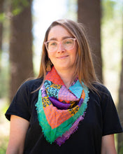 Load image into Gallery viewer, Autumn on the Plains Patchwork - Pure Silk Bandana Scarf
