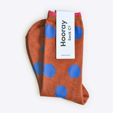 Load image into Gallery viewer, Polka Dot Crew Socks - Brown/Blue
