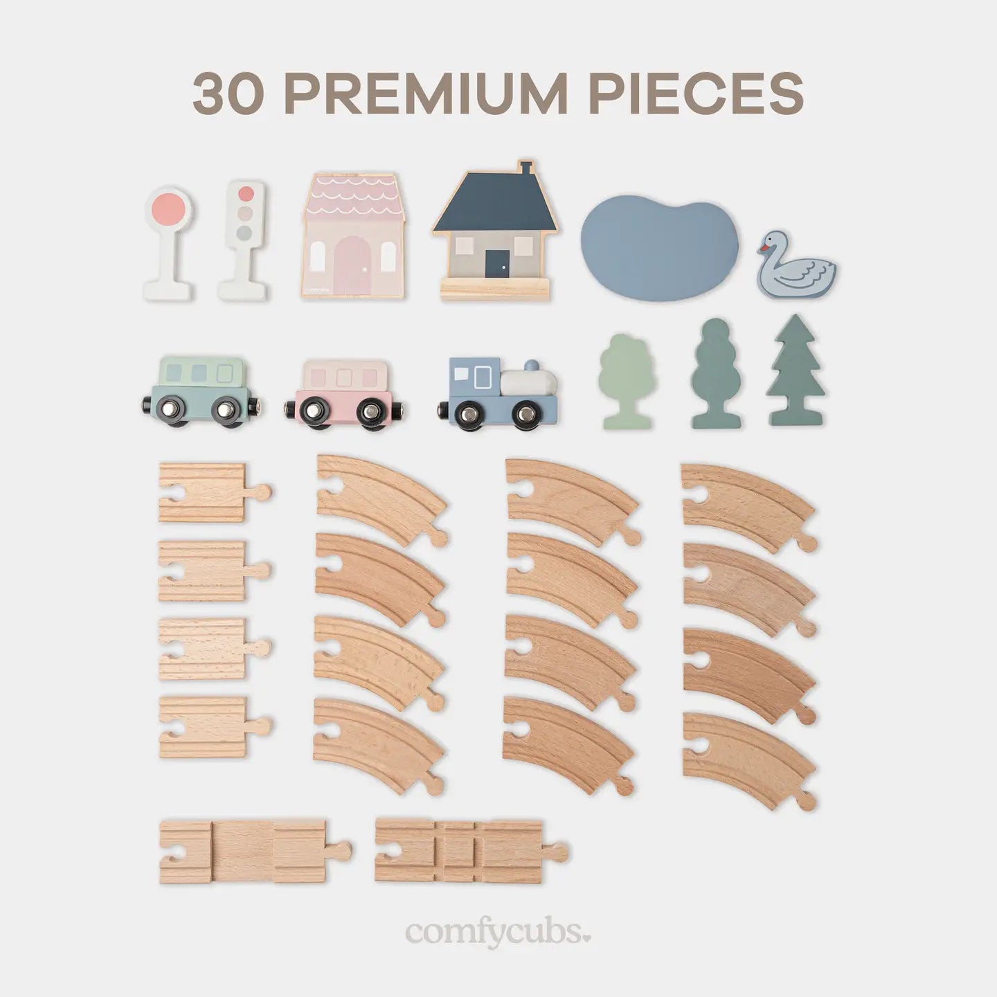 30-PC Wooden Train Set