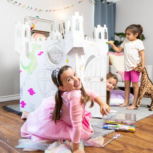 Fairy Tale Castle Coloring Cardboard Playhouse Toy For Kids