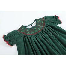 Load image into Gallery viewer, Green Mistletoe Smocked Dress
