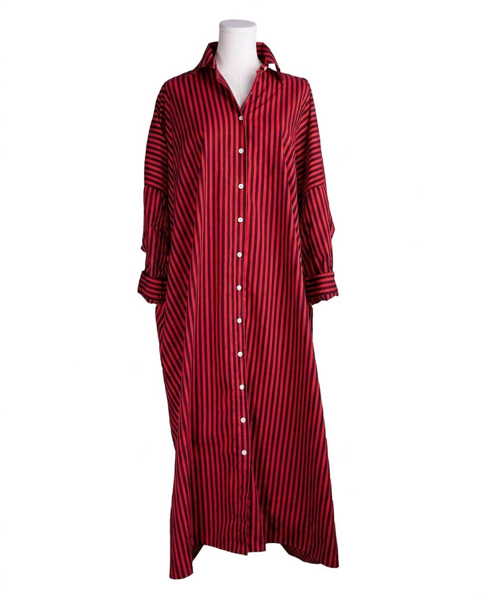 Colette Shirtdress Port + Red Stripe
