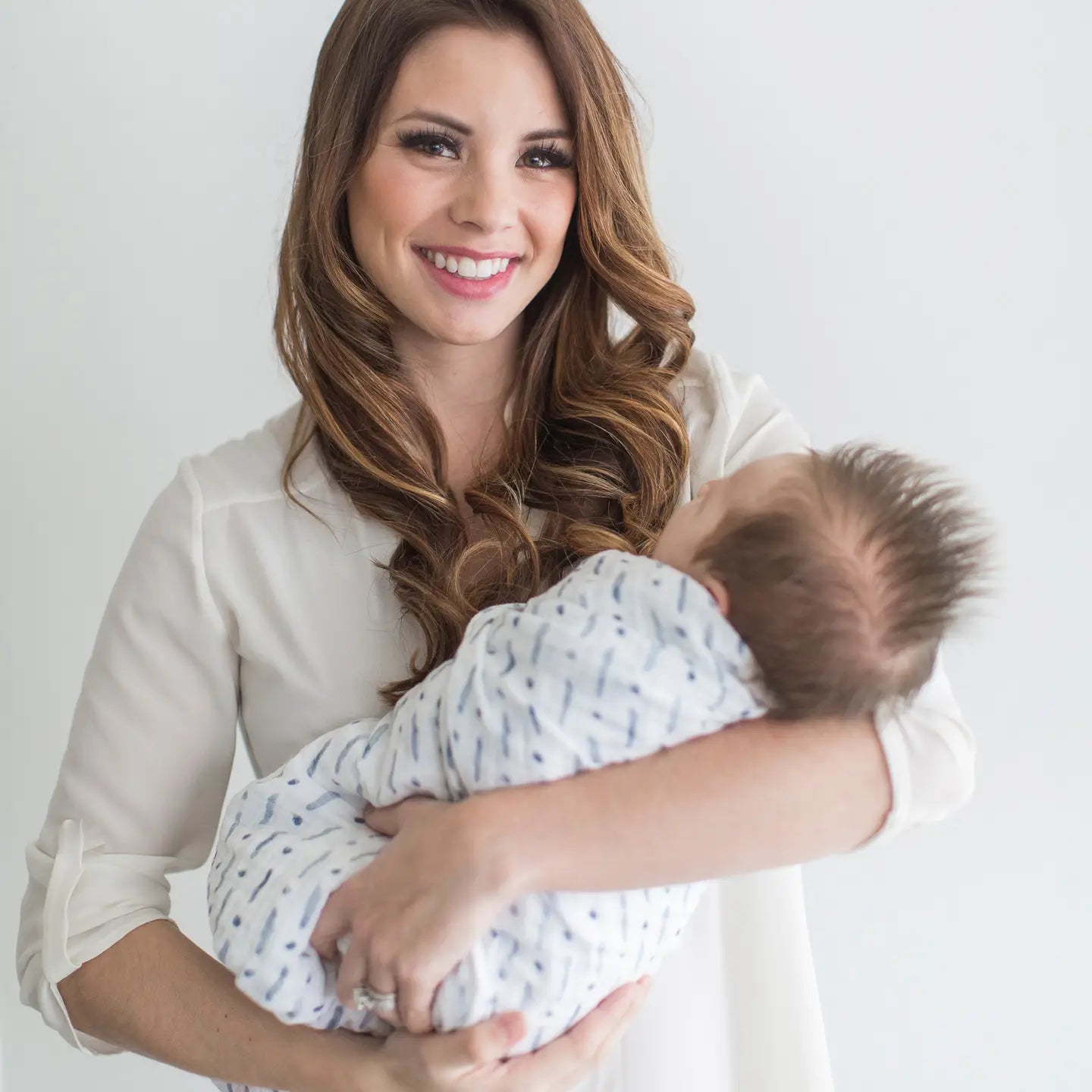 Denim Quad Stripe Muslin Swaddle Blanket