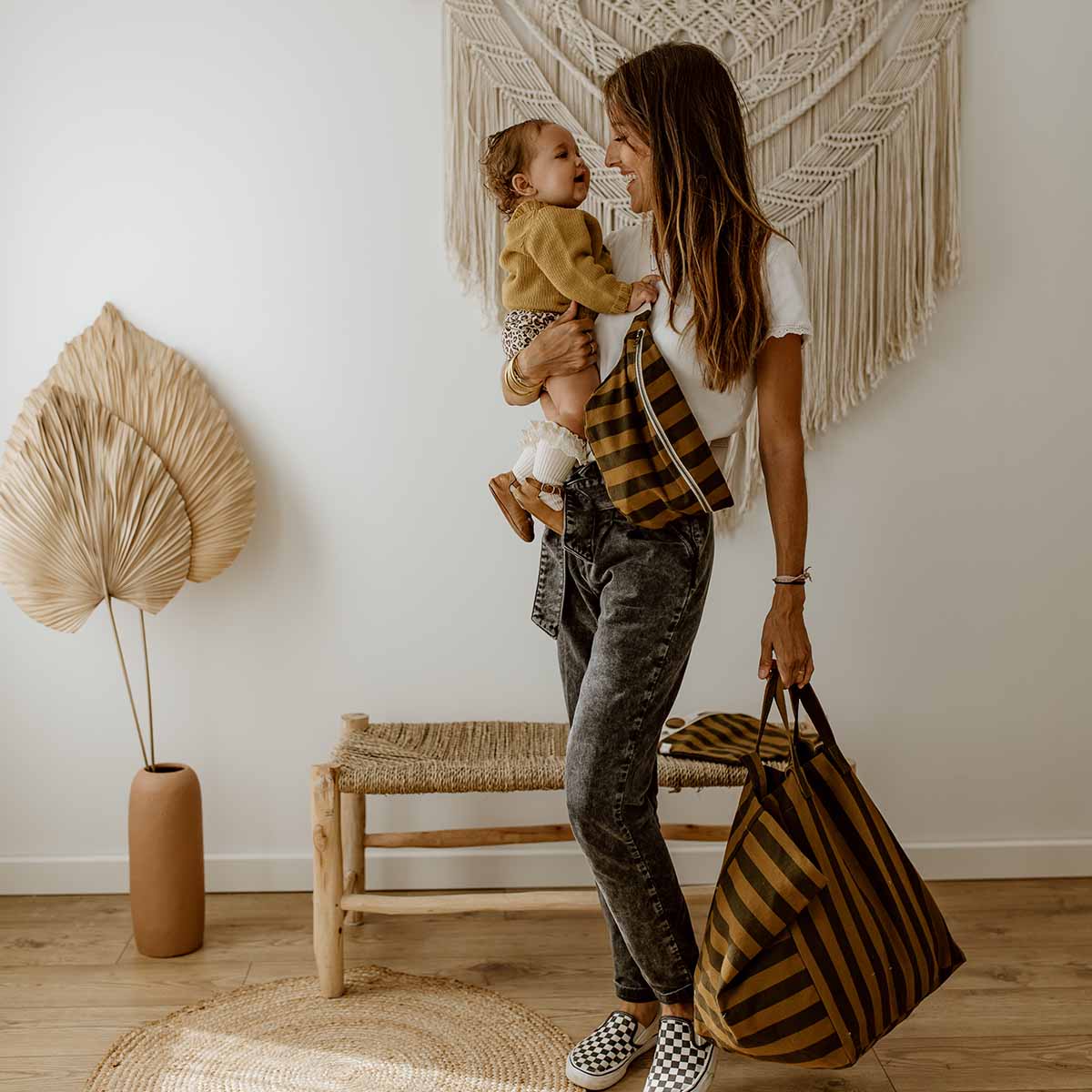 Women's Bum Bag Stripes - Cumin/Black