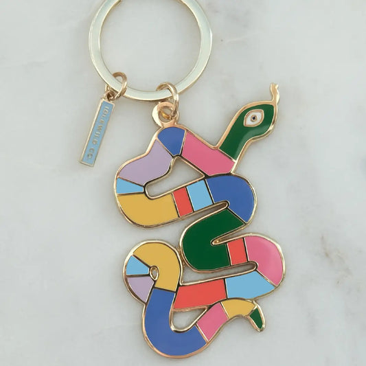 Enamel Keychain | Rainbow Snake