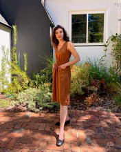 Load image into Gallery viewer, Fiji Dress - Toffee Pinstripe
