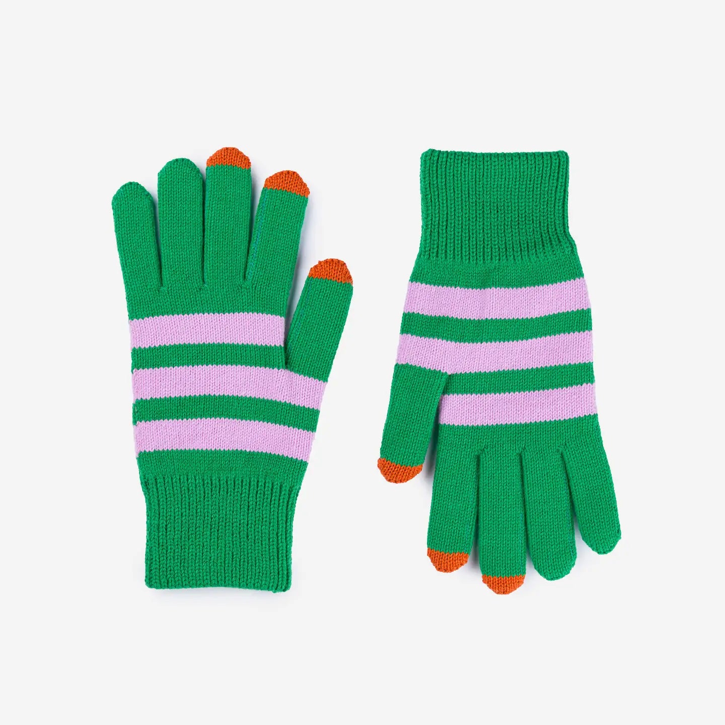Stripe Touchscreen Gloves - Kelly/Lilac