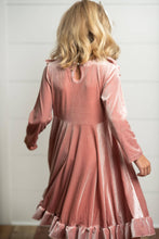 Load image into Gallery viewer, Kids Pink Velvet Ruffle Dress
