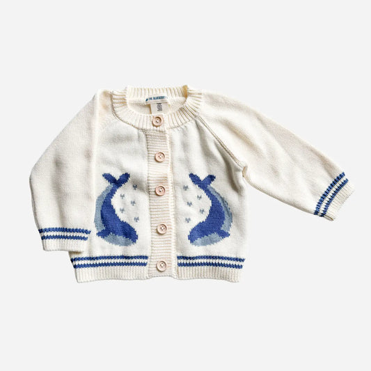 Cotton Whale Cardigan Nautical Sweater