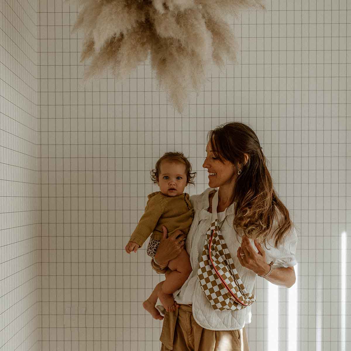 Women's Bum Bag - Checkered Board Caramel