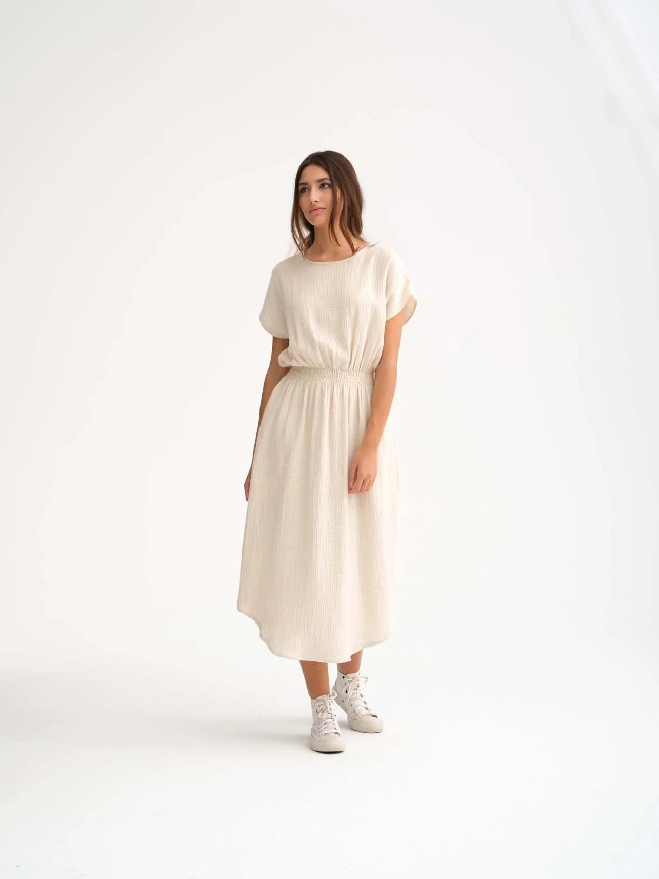Magnolia Dress in Organic Cotton Muslin - Sage Green